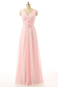 V-Neck Chiffon with Flower(s) Bridesmaid Dresses