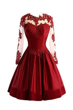 Gorgeous Appliques Lace Short/Mini Long Sleeve Prom Dresses Homecoming Dresses