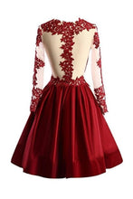 Gorgeous Appliques Lace Short/Mini Long Sleeve Prom Dresses Homecoming Dresses