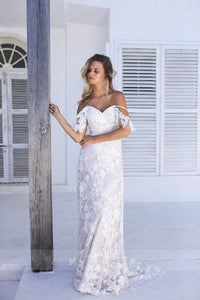 Boho Off-the-Shoulder Lace Appliques Wedding Dresses