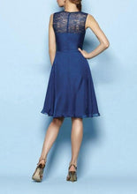 Blue Great Chiffon A-line Sleeveless Above-knee Square Neckline Bridesmaid Dresses