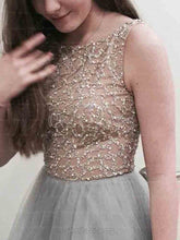 Unique Sleeveless Beading Princess Floor-length Prom Dresses