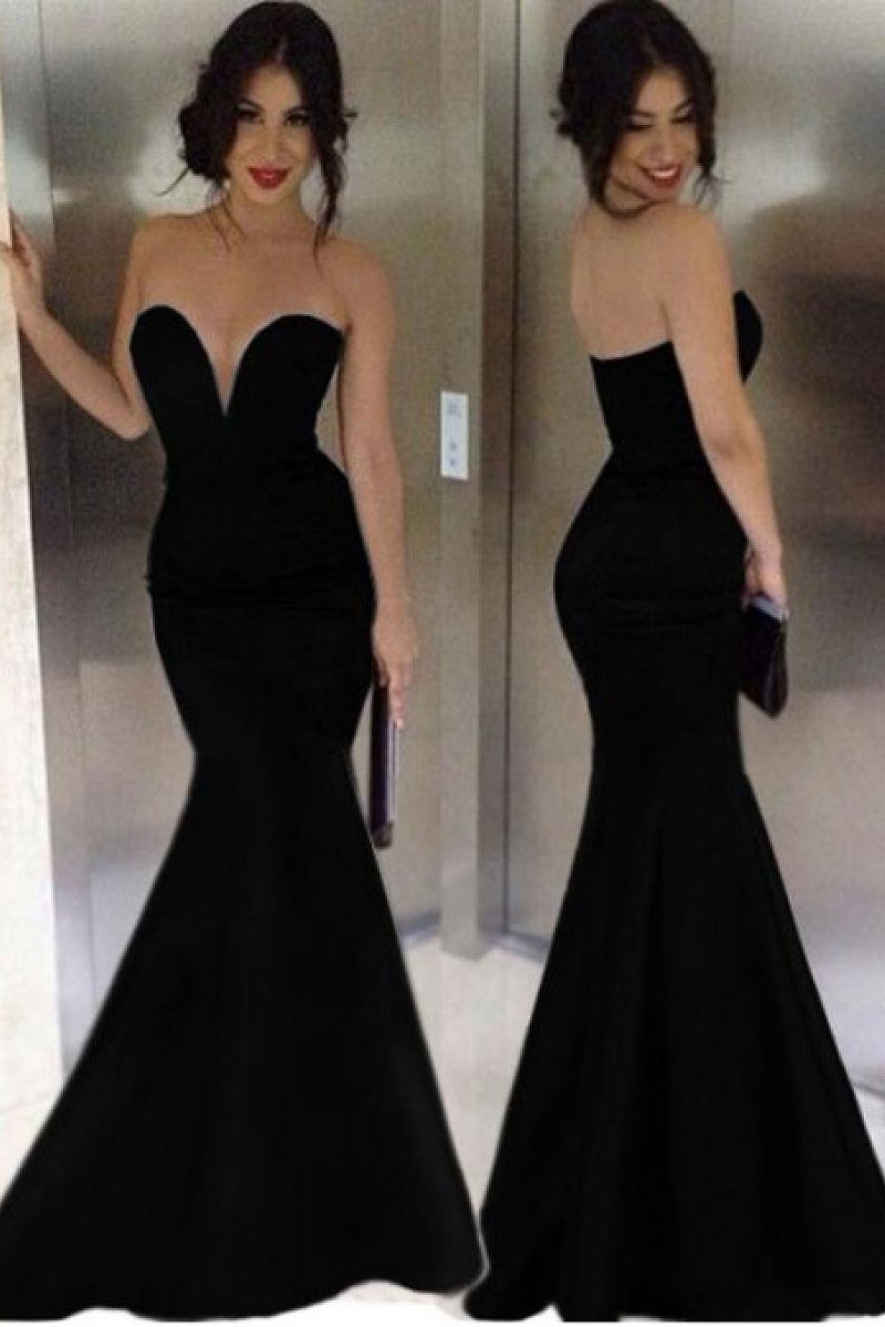 2019 Attractive Mermaid Sweetheart Pure Color Floor-Length Evening Dresses