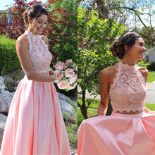 Ball Gown Sleeveless Criss-cross Beading Long Pink Satin Prom Dresses