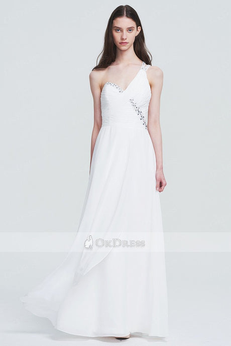 A-line/Princess Chiffon Natural White Zipper Long Prom Dresses