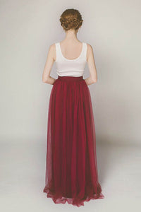 A-Line Sleeveless Long Tulle Bridesmaid Dress
