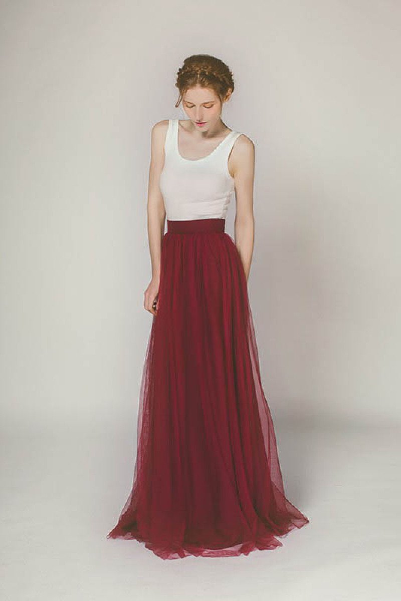 A-Line Sleeveless Long Tulle Bridesmaid Dress