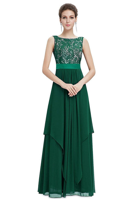 Green A-line Floor-length Sleeveless Evening Gown 2019