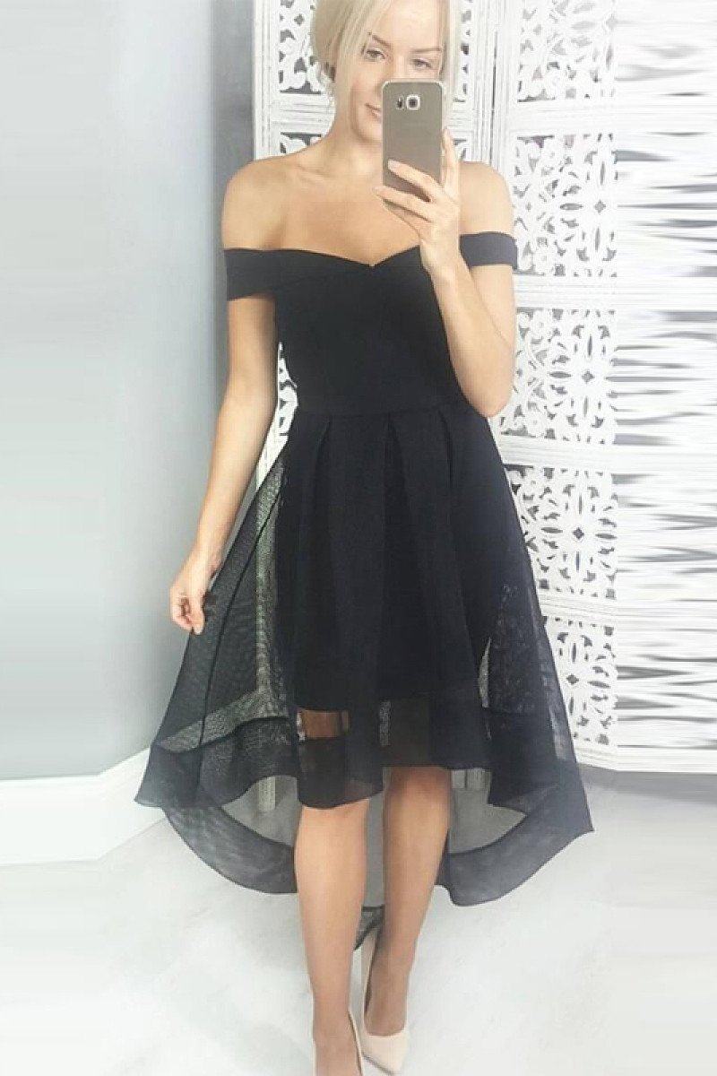 A-line Organza Off The Shoulder Zipper Asymmetrical Prom Dresses