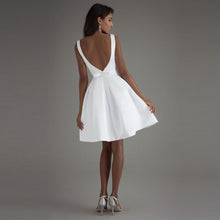 White A-line Sleeveless Knee-length Satin Prom Homecoming Dresses