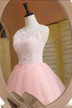 Candy Pink Short/Mini A-line/Princess Lace Tulle Covered Button Cocktail Dresses