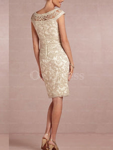 Tactile Natural Zipper Knee-length Appliqued Mother Of The Bride Dresses