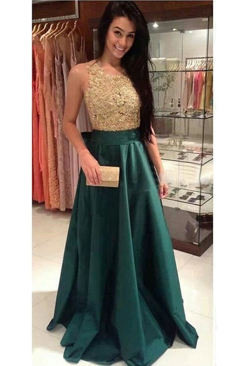 Dark Green Sleeveless Bateau Bow Tie Satin Floor-length Prom Dresses