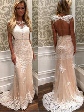 Fascinating Sweep Train Natural Beading Scoop Prom Dresses