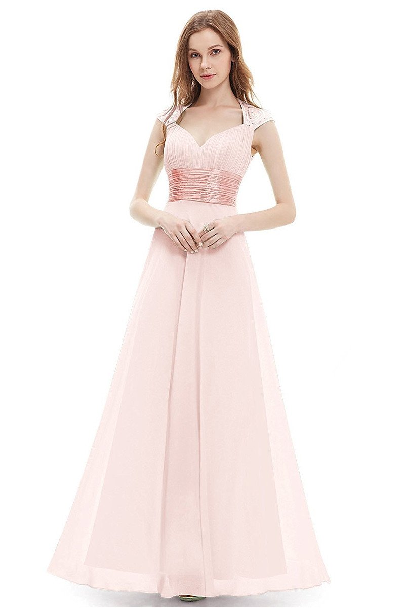 OKdress Chiffon Long Pearl Formal Prom Dress