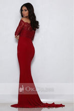 Trumpet/Mermaid Full/Long Sleeves Off-the-shoulder Formal Red Prom Dresses