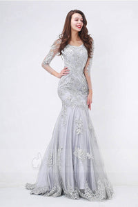 Floor-length Mermaid Evening Dress with Appliques