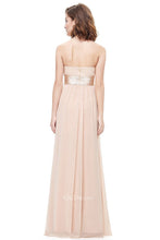 Pink Chiffon A-line Strapless Long Prom/Bridesmaid Dresses