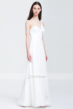 A-line/Princess Chiffon Natural White Zipper Long Prom Dresses