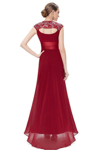 OKdress Chiffon Long Burgundy Formal Prom Dress